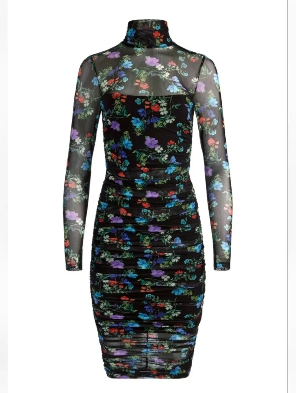 ALICE + OLIVIA DELORA TURTLENECK LONG SLEEVE MIDI DRESS. Size 0 NWT $495